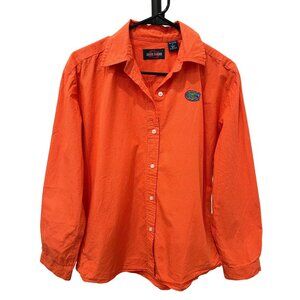 College Classics Florida Long Sleeve Button Down Shirt Orange Checkered Sz L
